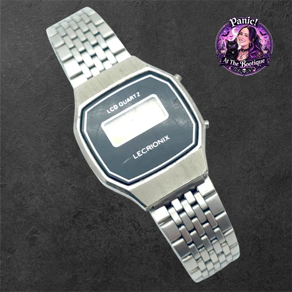 Lecrionix Digital Watch Stainless Silver Vintage LCD Quartz Retro Tech 80s